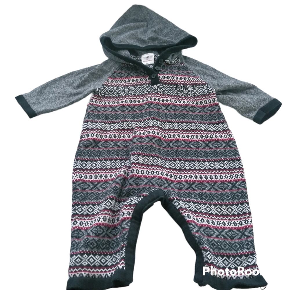 Hanna Andersson Gray Fair Isle Hooded One piece Size Boys 70